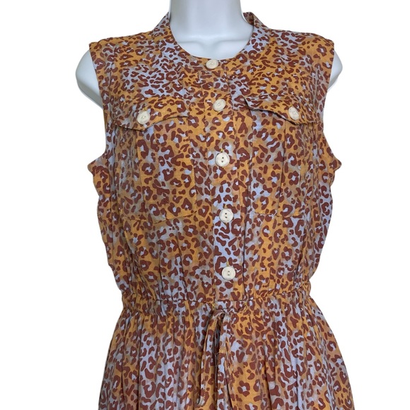 New Nine West Leopard Print Button Front Sleeveless Dress Small - Picture 4 of 6